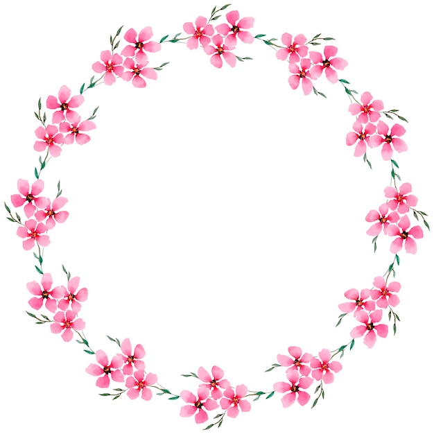 Watercolor Floral Wreath Painted On A White Background