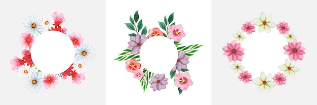 Watercolor Floral Wreath set