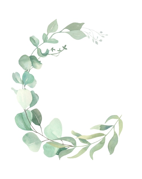 Watercolor floral  wreath.