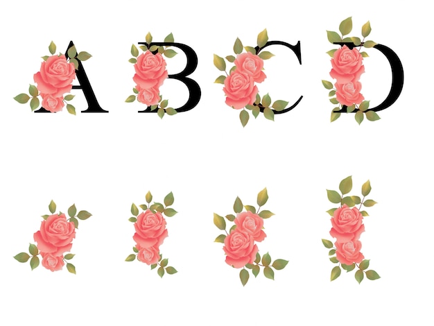 Watercolor flower alphabet