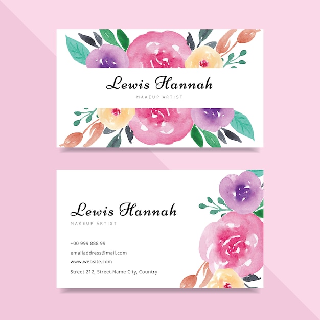 Watercolor Flower Business Card 