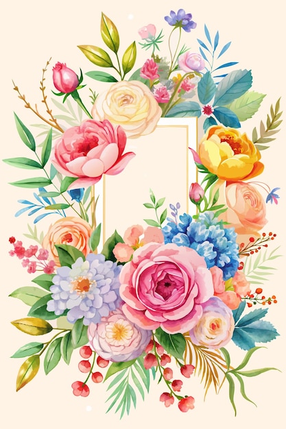 watercolor flower frame background for poster design