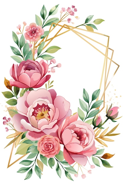 watercolor flower frame background for poster design