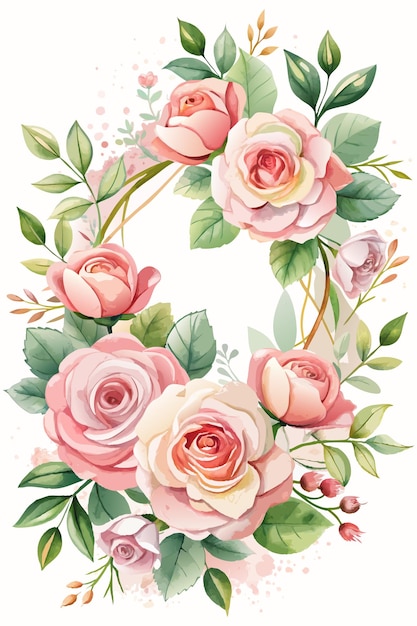 Vector watercolor flower frame background for poster design