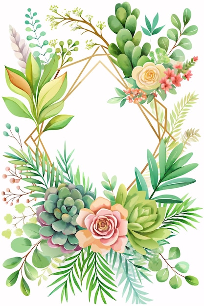 watercolor flower frame background for poster design