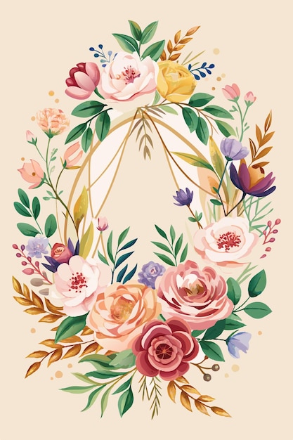 watercolor flower frame background for poster design