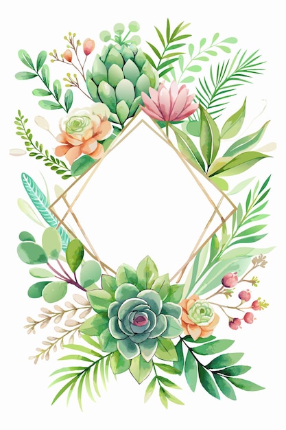 watercolor flower frame background for poster design