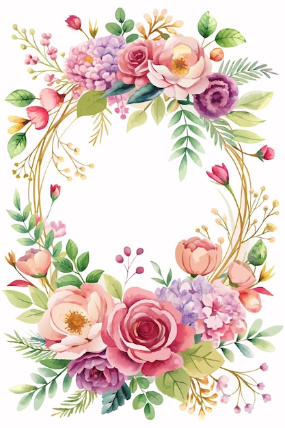 watercolor flower frame background for poster design