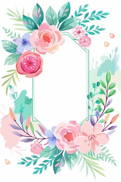 watercolor flower frame background for poster design