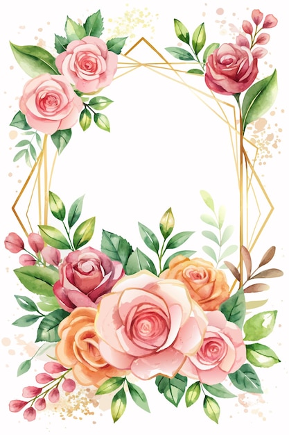 watercolor flower frame background for poster design