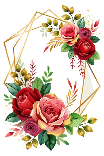 watercolor flower frame background for poster design