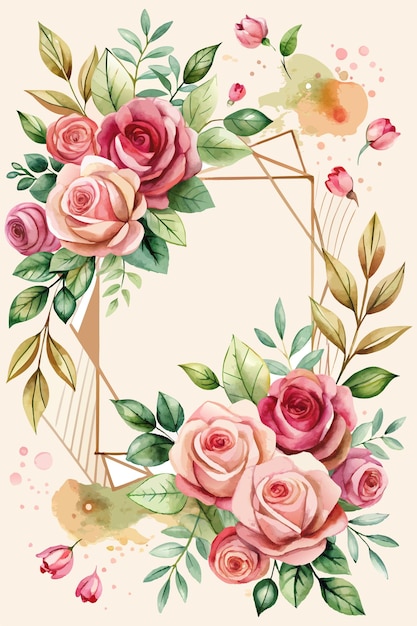 watercolor flower frame background for poster design