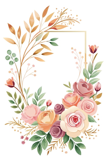 watercolor flower frame background for poster design