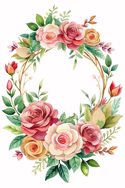 watercolor flower frame background for poster design