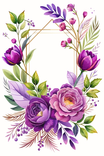 watercolor flower frame background for poster design