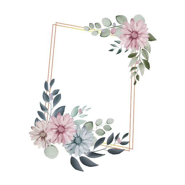 Watercolor flower frame design on uniqu