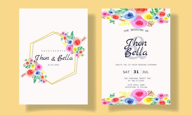 watercolor flower frame wedding invitations background