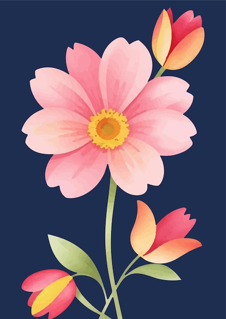 watercolor flower illustration vector