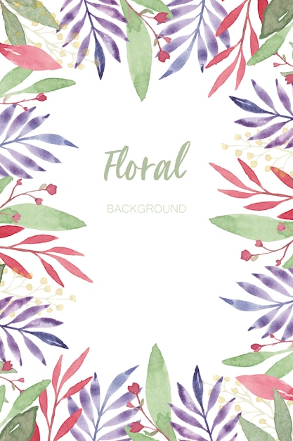 watercolor flower and leaf frame background