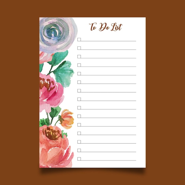 watercolor flower to to list template