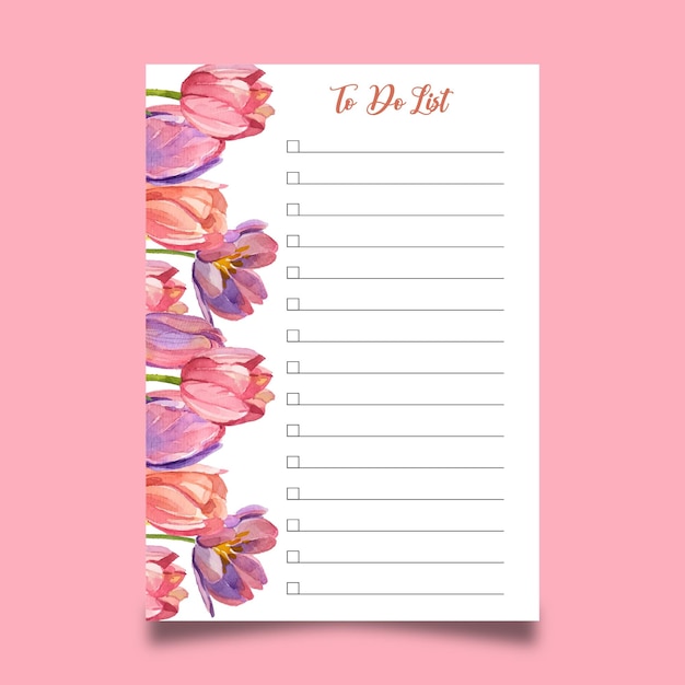 watercolor flower to do list template