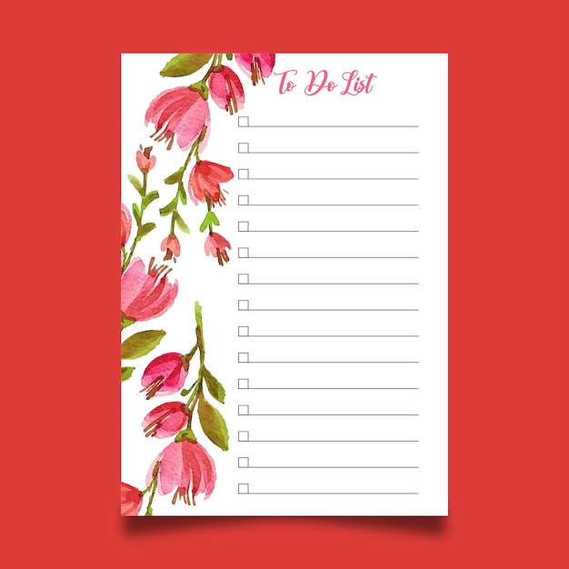 watercolor flower to do list template