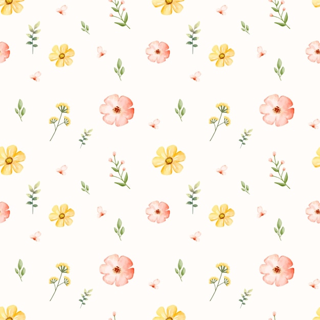 Watercolor flower seamless pattern background