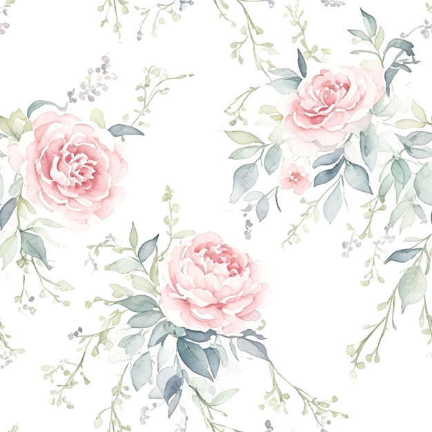 Watercolor flower seamless pattern design