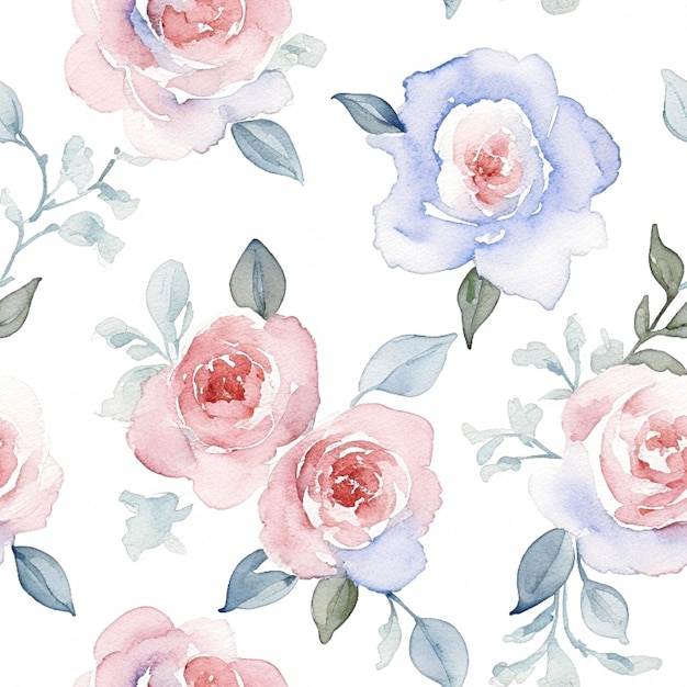 Watercolor flower seamless pattern design