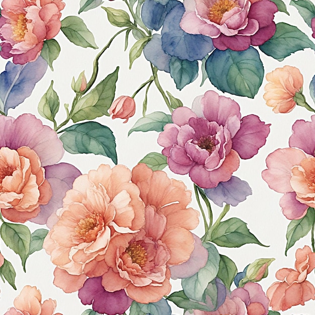 watercolor Flower sublimation seamless pattern