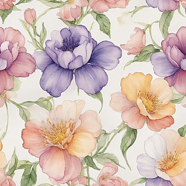 watercolor Flower sublimation seamless pattern