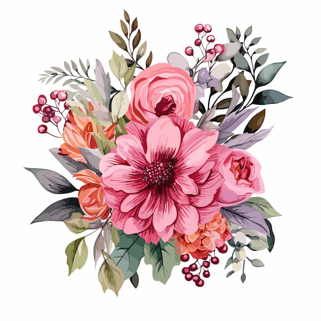 Watercolor flower for wedding inivation