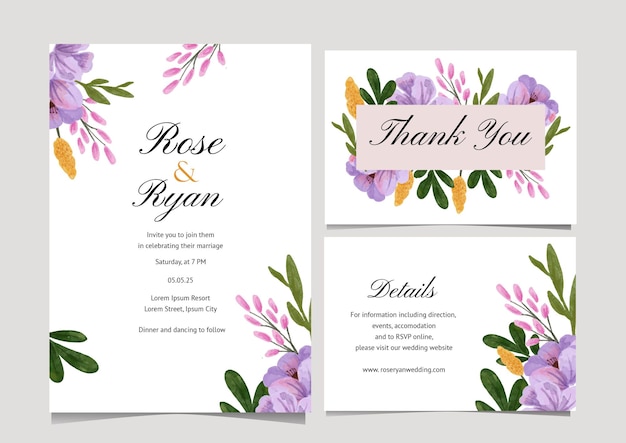 Watercolor flower wedding invitation