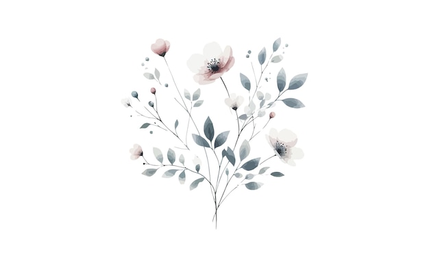 Vector watercolor flower with white nackground