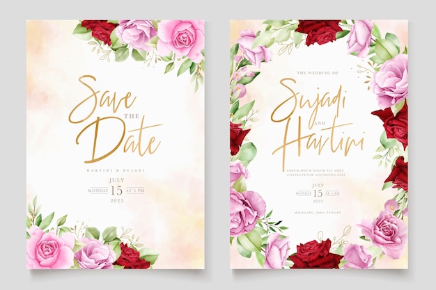 watercolor Flowers invitation card template