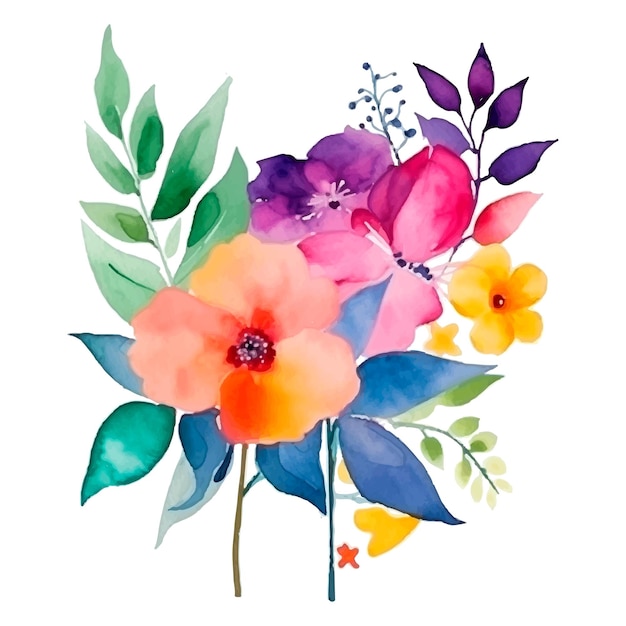 Watercolor flowers on a white background