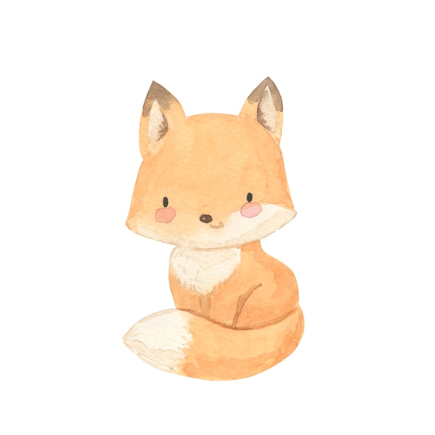 Watercolor fox illustration for kids