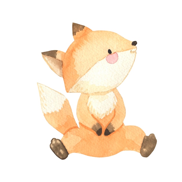 Watercolor fox illustration for kids