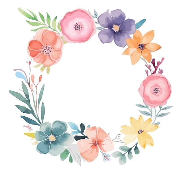 watercolor frame with delicate flowers