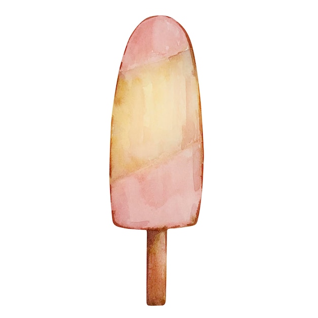 Watercolor fruit ice cream on a stickxA