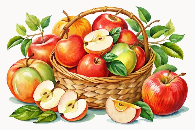 Watercolor Fruits Basket Clipart