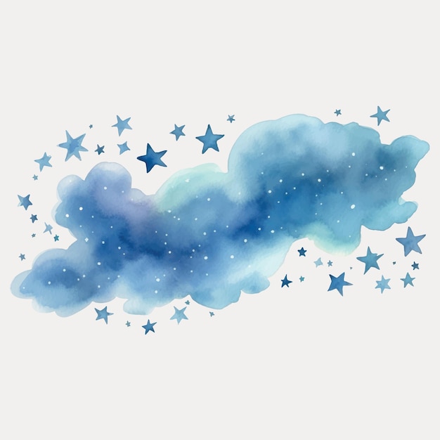 Watercolor galaxy with blue stars