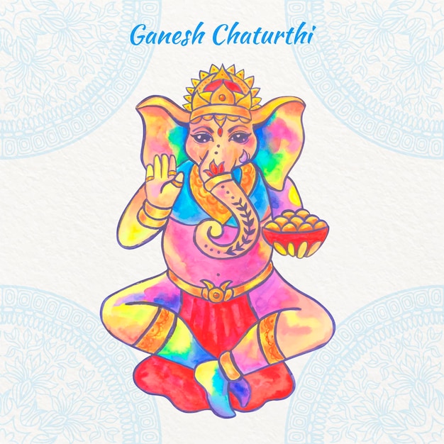 Watercolor ganesh chaturthi concept