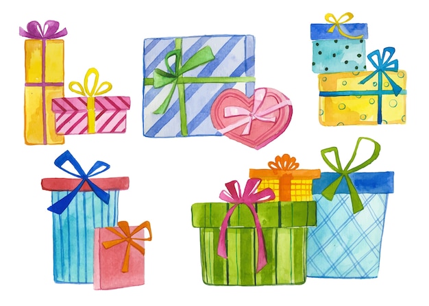 Watercolor gift boxes