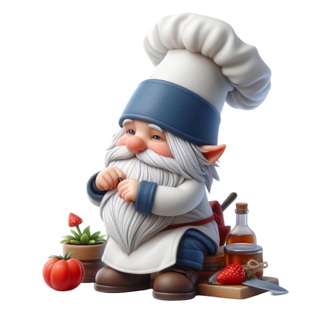 A Watercolor Gnome Chef Clipart