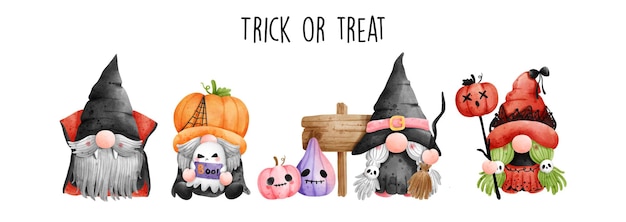 Watercolor gnome halloween halloween vector illustration