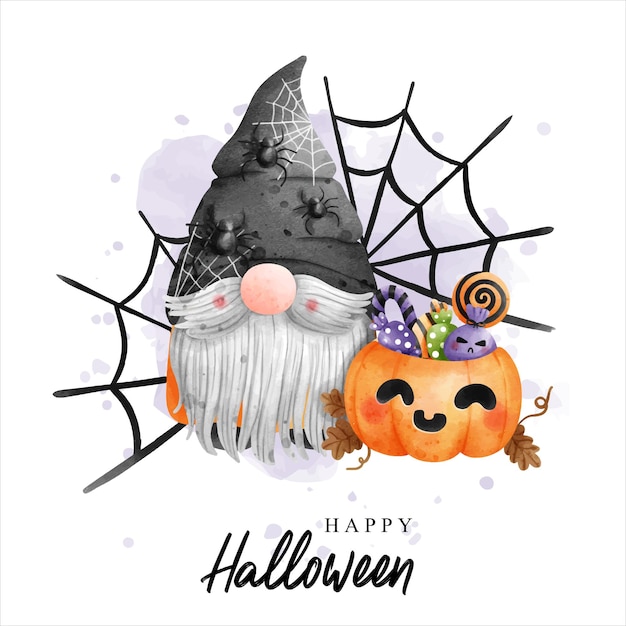 Watercolor gnome halloween halloween vector illustration