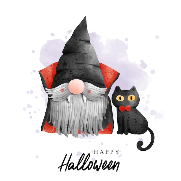 Watercolor gnome halloween halloween vector illustration