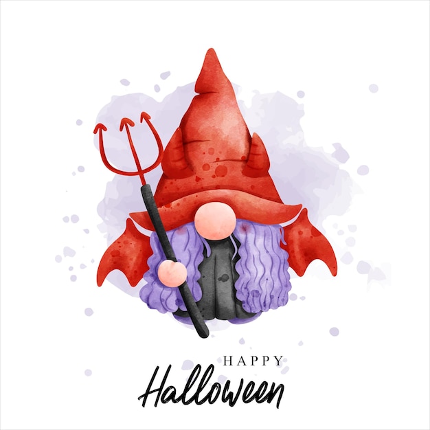 Watercolor gnome halloween halloween vector illustration