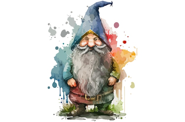 watercolor gnome vector illustration tshirt print